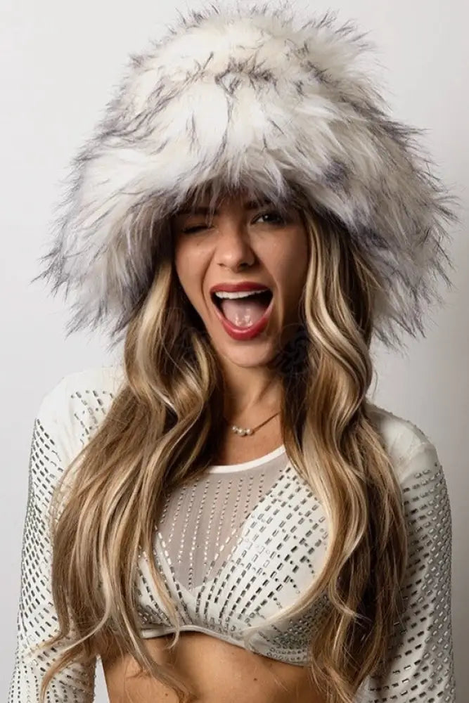 SugarFur Rainbow Puff LED Bucket Hat - Light Up Faux Fur (Unisex) Apparel & Accessories > Clothing Accessories > Hats