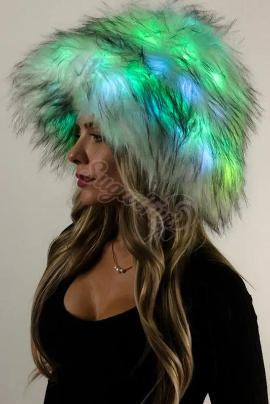 SugarFur Rainbow Puff LED Bucket Hat - Light Up Faux Fur (Unisex) Apparel & Accessories > Clothing Accessories > Hats