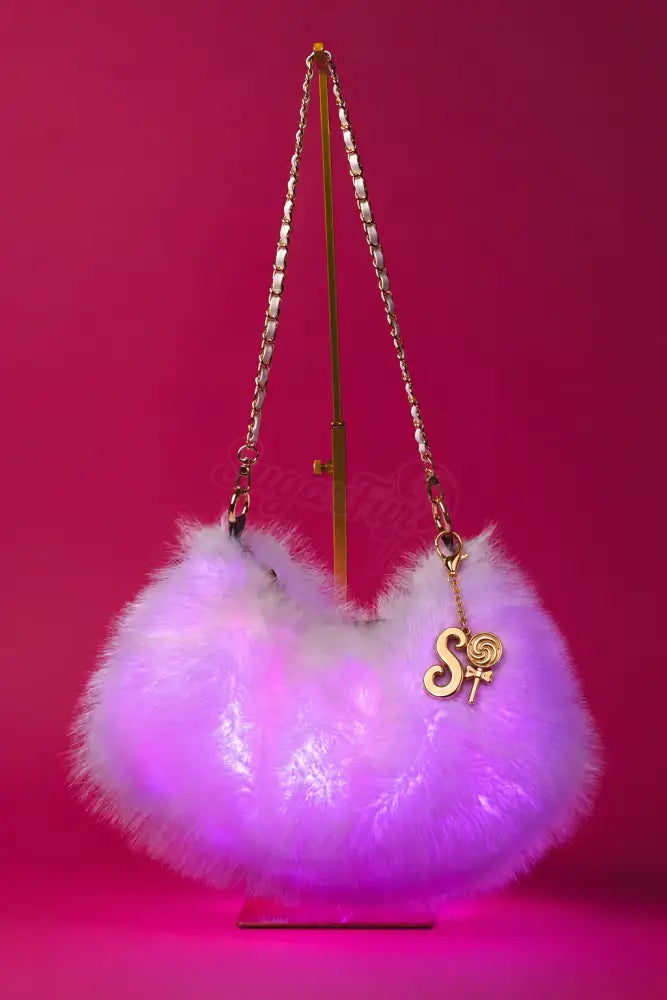 Led fur purse on stand