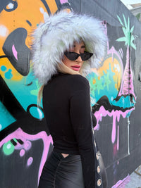 SugarFur Rainbow Puff LED Bucket Hat - Light Up Faux Fur (Unisex)