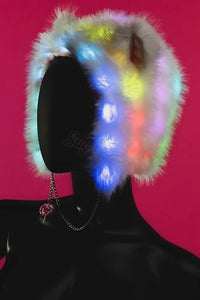 Pretty Kitty Faux Fur LED Hood - Apparel & Accessories > Clothing Accessories > Hats