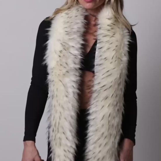 women showing led scarf glowing