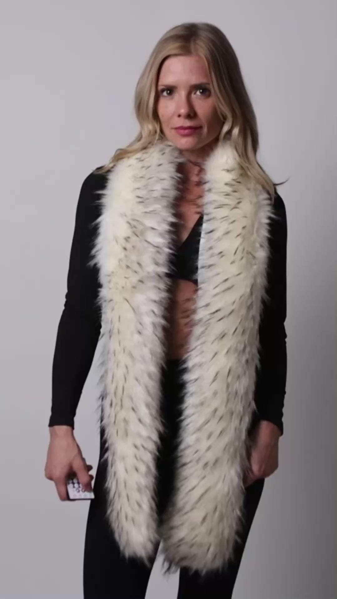 women showing led scarf glowing