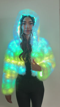 SugarFur Frost LED Coat - White Light Up Faux Fur Jacket