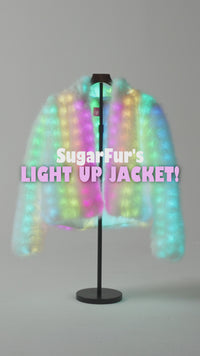 SugarFur SugarDaddy LED Coat - Long-Length White Faux Fur