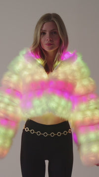 SugarFur Frost LED Coat - White Light Up Faux Fur Jacket