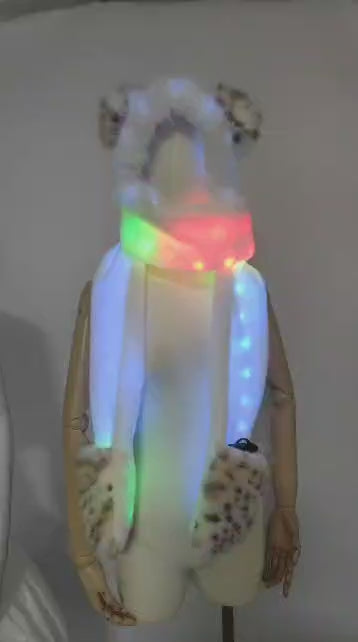 Sugarfur Snowy Leopard Scoodie | White Faux Fur Hooded Scarf