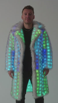 SugarFur SugarDaddy LED Coat - Long-Length White Faux Fur