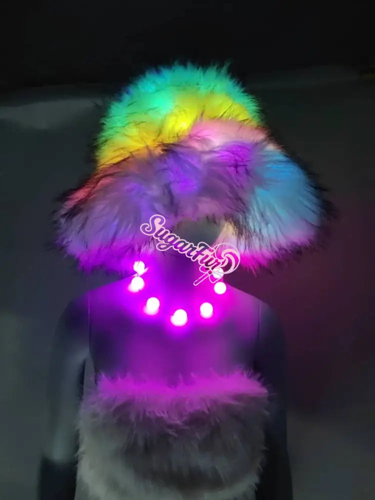 Rainbow Puff LED Bucket Hat hat