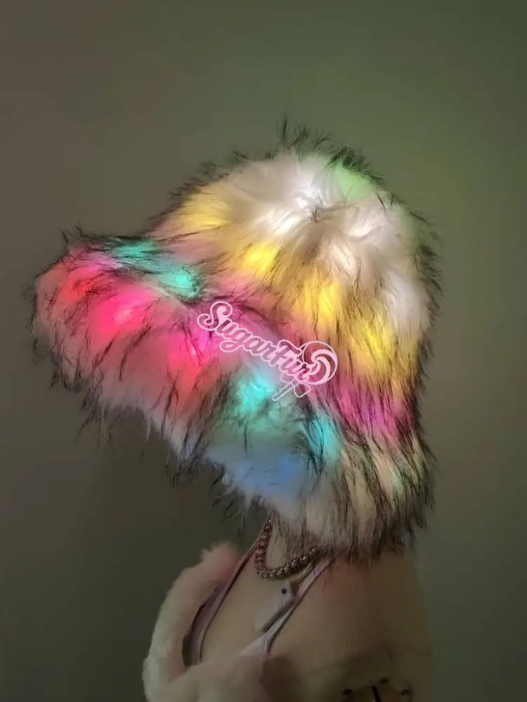 Rainbow Puff LED Bucket Hat hat