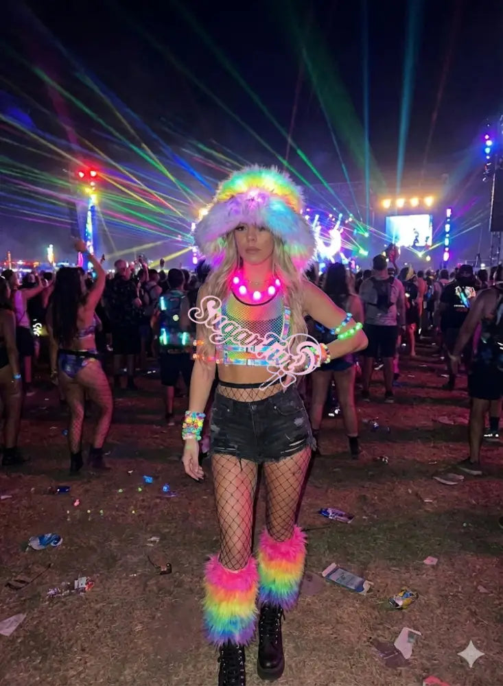 Rainbow Puff LED Bucket Hat hat