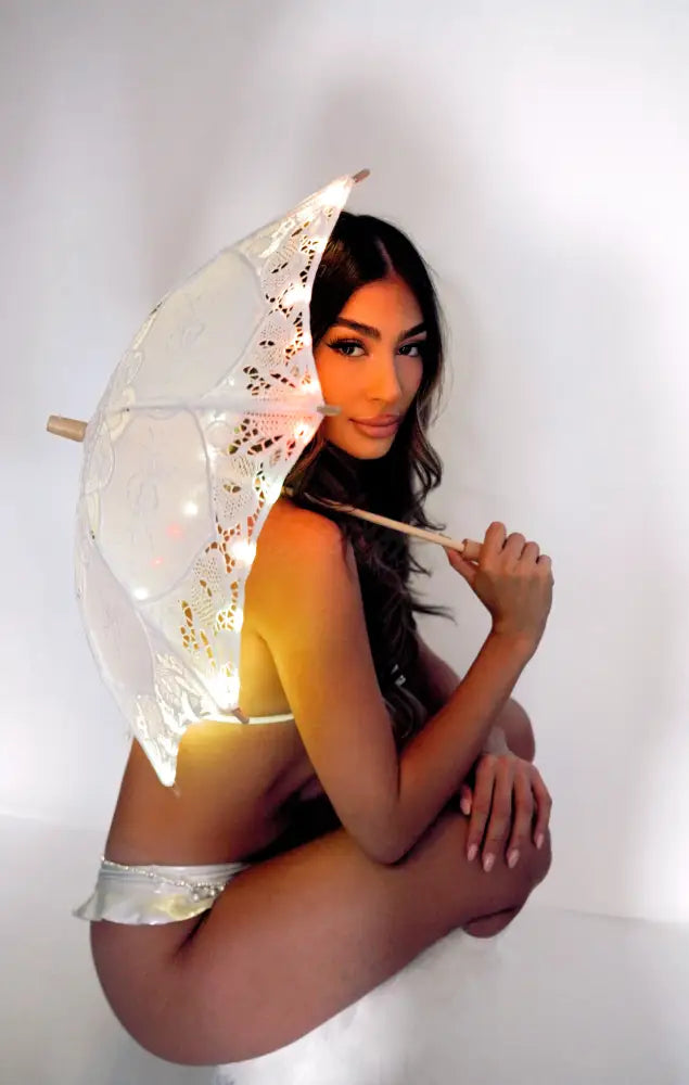 SugarFur Angel Aura LED Parasol - Light Up Holographic Festival Umbrella