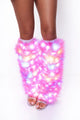 SugarFur Electric FLARE Cotton Candy Leg Warmers | Pink LED Color Changing Faux Fur Boot Covers