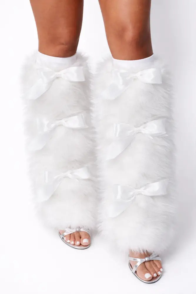 SugarFur Glowdoll LED Leg Warmers| White Color-Changing LED Faux Fur Boot Covers