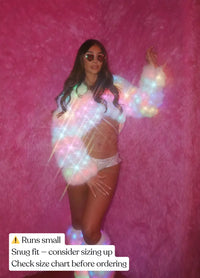 SugarFur Prism LED Coat - White Light Up Faux Fur Jacket