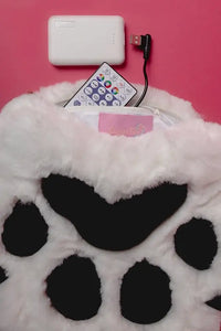 SugarFur Paw Glow LED Backpack - White Faux Fur Light Up Rave Bag