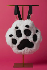 SugarFur Paw Glow LED Backpack - White Faux Fur Light Up Rave Bag