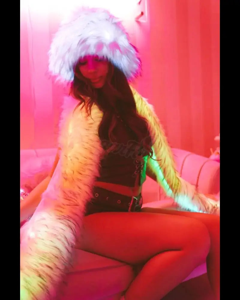 SugarFur Rainbow Puff LED Bucket Hat - Light Up Faux Fur (Unisex) Apparel & Accessories > Clothing Accessories > Hats