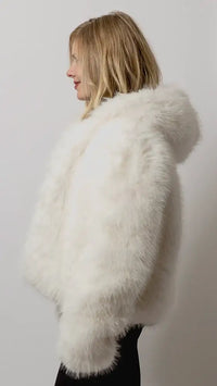 SugarFur Snow Angel LED Jacket - Mid-Length White Faux Fur [PRE-ORDER] Apparel > Women’s Outerwear > Rave Wear > LED