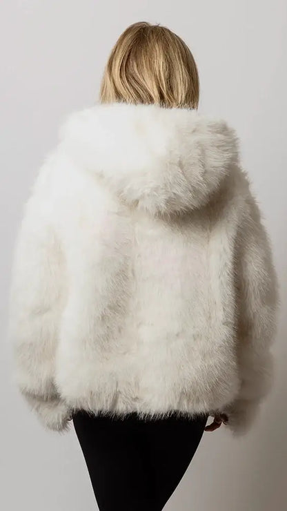 SugarFur Snow Angel LED Jacket - Mid-Length White Faux Fur [PRE-ORDER] Apparel > Women’s Outerwear > Rave Wear > LED
