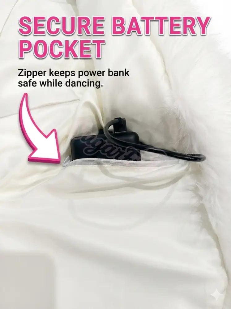image showing battery pack in zipper pocket of coat