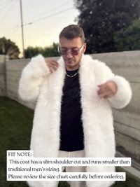 SugarFur Snow Angel Weighted LED Coat - Long-Length White Faux Fur Apparel > Men’s Outerwear > Rave Wear > LED Festival