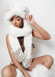 Sugarfur Snowy Leopard Scoodie | White Faux Fur Hooded Scarf
