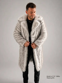 SugarFur Midnight LED Coat - Long-Length White Faux Fur - Apparel > Men’s Outerwear > Rave Wear > LED Festival Coats