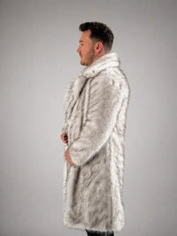 SugarFur Midnight LED Coat - Long-Length White Faux Fur - Apparel > Men’s Outerwear > Rave Wear > LED Festival Coats