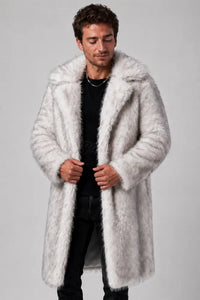 SugarFur SugarDaddy LED Coat - Long-Length White Faux Fur - Apparel > Men’s Outerwear > Rave Wear > LED Festival Coats