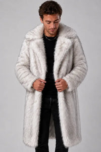 SugarFur SugarDaddy LED Coat - Long-Length White Faux Fur - Apparel > Men’s Outerwear > Rave Wear > LED Festival Coats