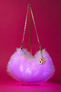 Led fur purse on stand